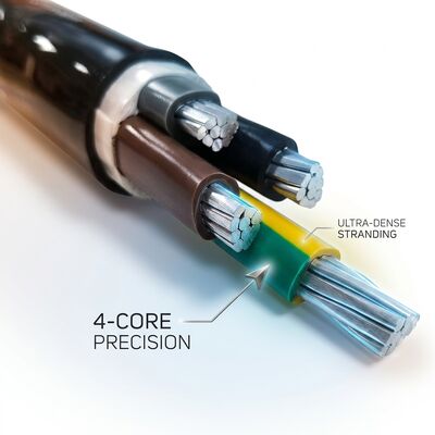 IP68 वाटरप्रूफ पीवीसी अछूता पावर केबल 0.6/1kV 4x25mm2 भूमिगत प्रत्यक्ष दफन देने वाला