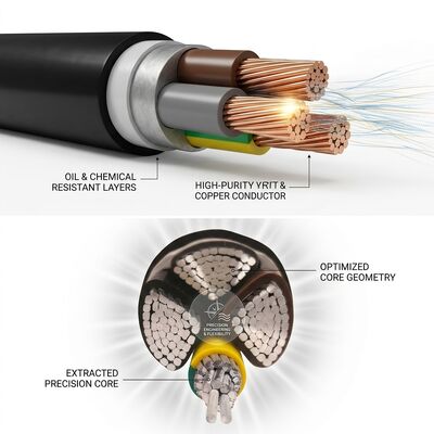 तेल प्रतिरोधी रासायनिक प्रतिरोधी पीवीसी अछूता केबल 450/750V 3 कोर औद्योगिक उपयोग देने वाला