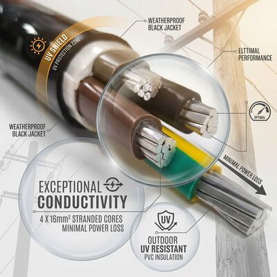 NYY 4x50mm2 Weather Resistant PVC Insulated Cable Aerial Installation 0.6/1kV IEC60502 देने वाला
