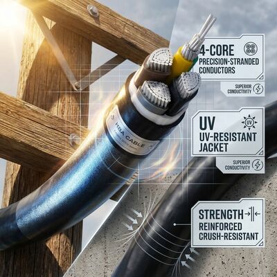 ABC 4x35mm2 UV Stabilized PVC Insulated Aerial Bundled Cable Overhead 0.6/1kV IEC60502 देने वाला