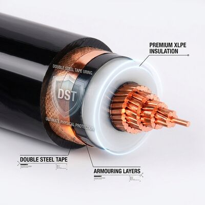40 साल सेवा जीवन एक्सएलपीई इंसुलेटेड डबल स्टील टेप आर्मर्ड केबल 0.6/1kV देने वाला